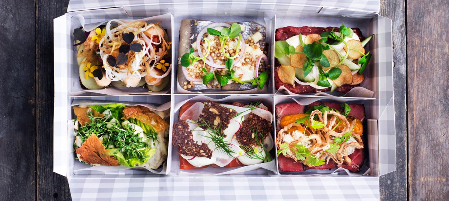 Smørrebrød som take away hos Aamanns Deli og Take Away