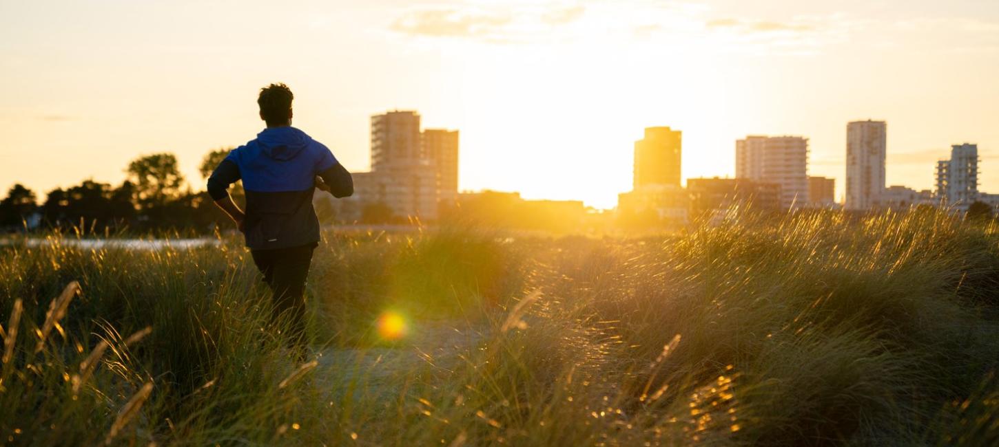 Running into the sunset