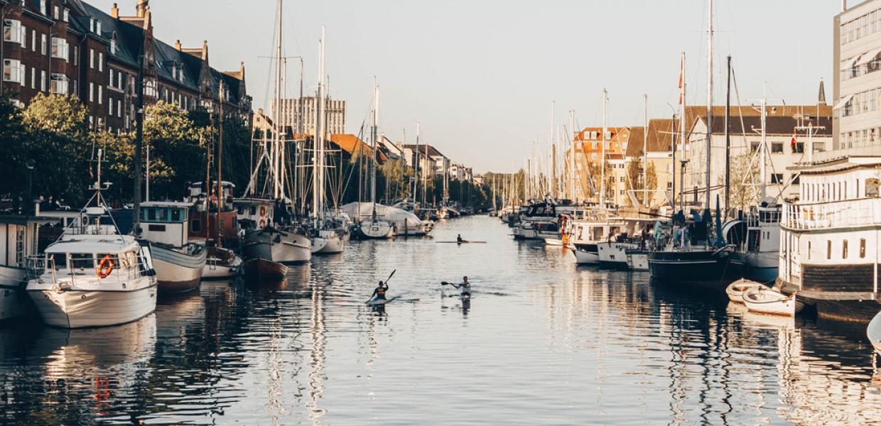 Sailing through Christianshavns Canal in Copenhagen