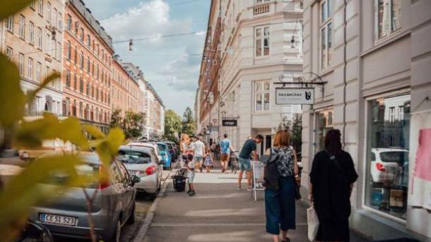 Jægersborggade is a charming shopping street with many cafés in Copenhagen's Nørrebro neighbourhood.