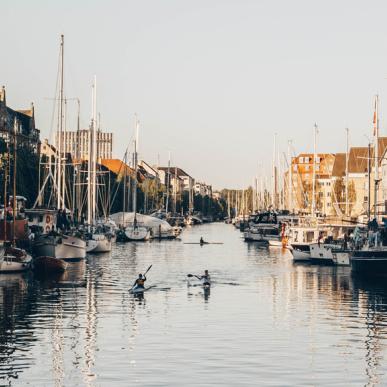 Sailing through Christianshavns Canal in Copenhagen