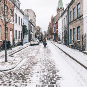 Bike in winter in Copenhagen.