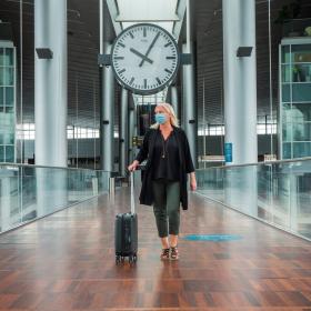 Covid-19 face mask at Copenhagen Airport in Spring 2020